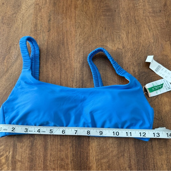 NWT J.Crew Scrunchie-Strap Squareneck Sports Bra Style Bikini Swim Top Blue S - Picture 5 of 6